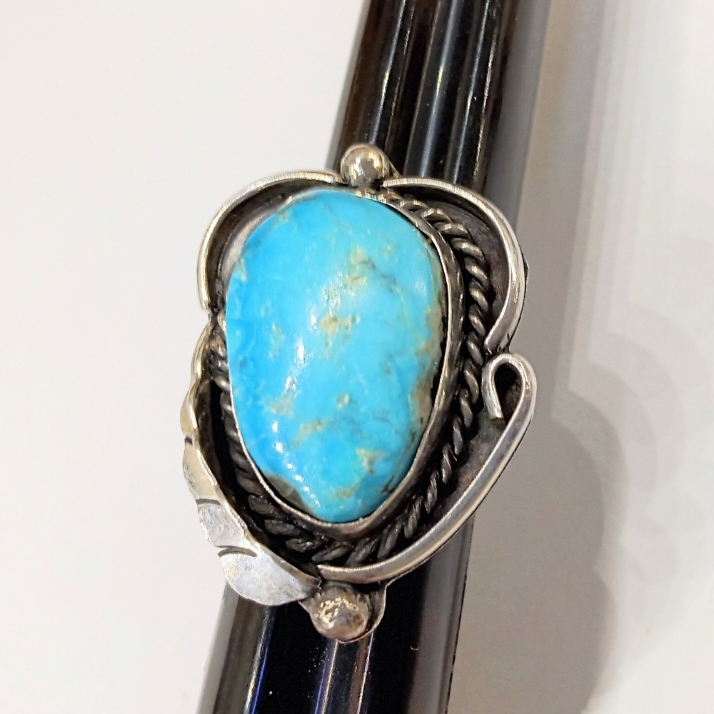 Handmade Sterling Large Natural Turquoise Ring